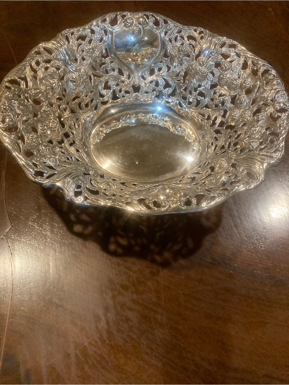 Vintage Godinger Silver Art pierced Rose Bowl /Basket.